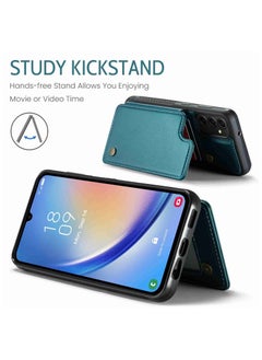CaseMe Wallet Case for Samsung Galaxy A54, Premium Handmade Durable PU Leather Slim Shockproof Case with [Double Magnetic Clasp] [Card Holder] [Kickstand] [RFID Blocking] (Green)  - Image 4