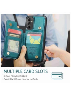 CaseMe Wallet Case for Samsung Galaxy A54, Premium Handmade Durable PU Leather Slim Shockproof Case with [Double Magnetic Clasp] [Card Holder] [Kickstand] [RFID Blocking] (Green)  - Image 5