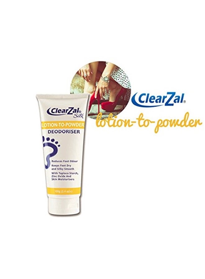ClearZal Lotion to Powder, Deodorizing and Odor Eliminating Foot Cream That Goes On As a Cream and Dries To Powder, Leaves Feet Dry and Silky Smooth, 3.4 Ounce Tube - Image 1