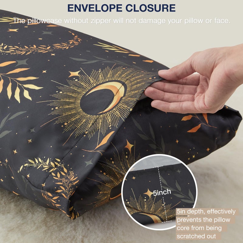 EXQ Home Satin Pillowcase for Hair and Skin Queen - Printed Black Moon Silk Pillowcase 2 Pack 20x30 inches - Satin Pillow Cases Set of 2 with Envelope Closure, Gifts for Women - Image 5