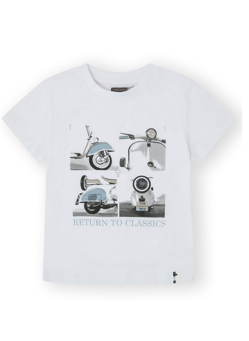 CANADA HOUSE Soft and Comfortable White 100% Organic Cotton T-shirt for Boys  - Image 1
