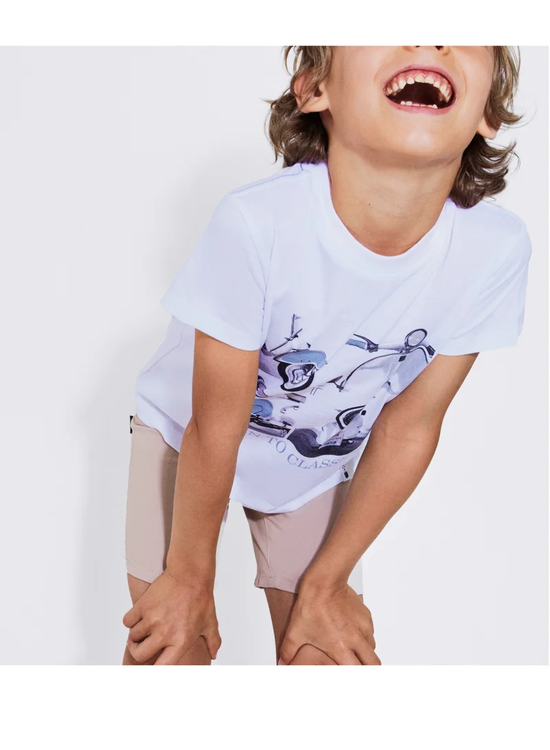 CANADA HOUSE Soft and Comfortable White 100% Organic Cotton T-shirt for Boys
