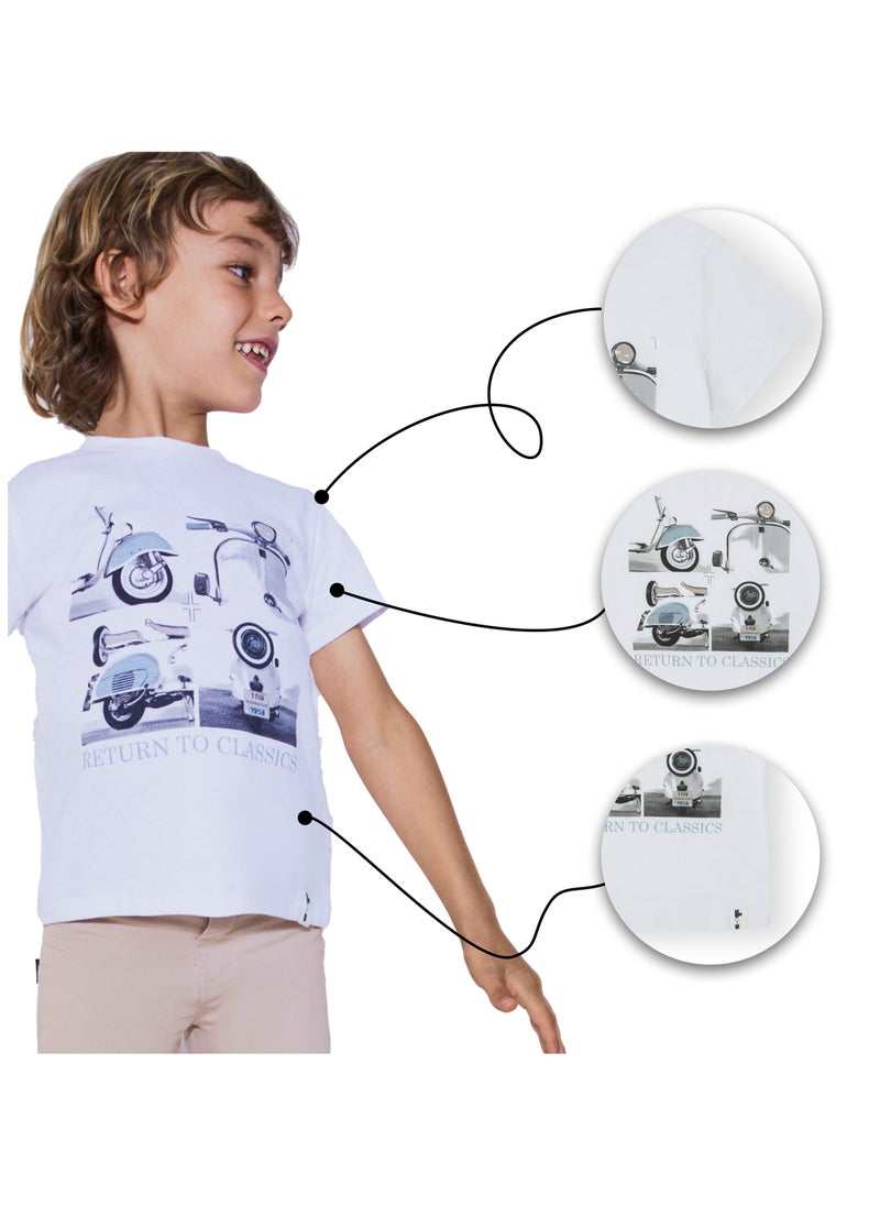 CANADA HOUSE Soft and Comfortable White 100% Organic Cotton T-shirt for Boys  - Image 5