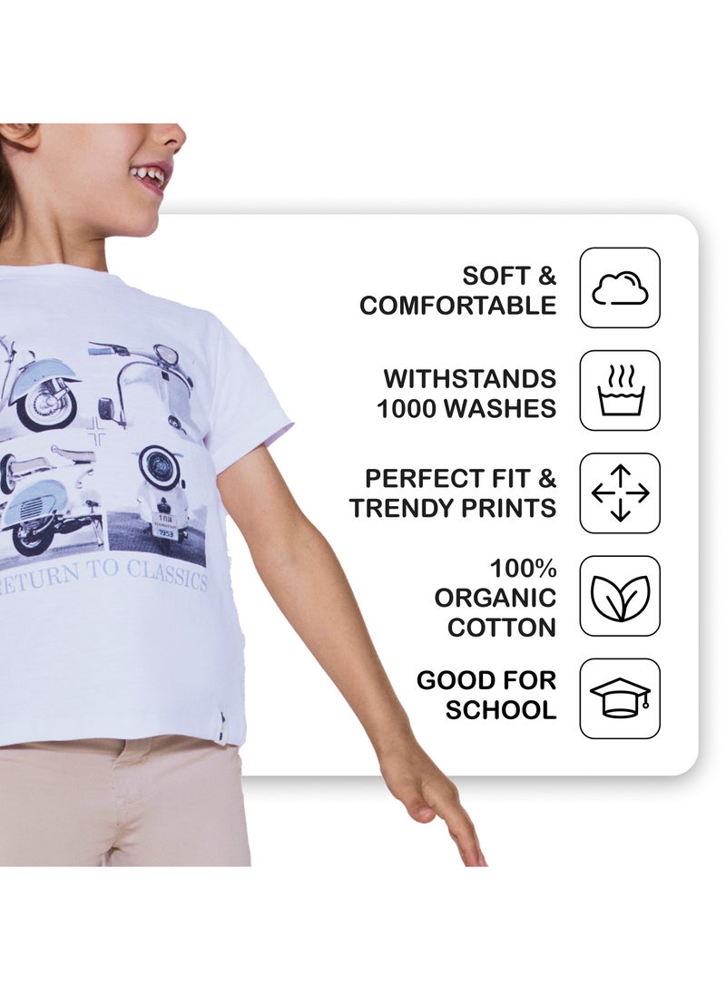 CANADA HOUSE Soft and Comfortable White 100% Organic Cotton T-shirt for Boys  - Image 4
