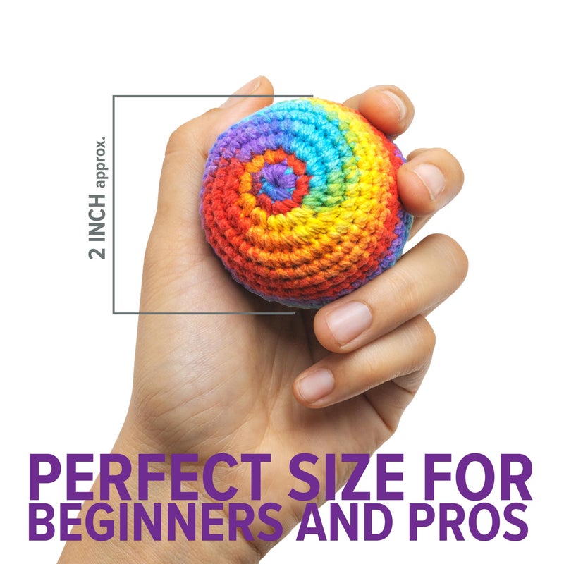 BOONI Handmade Crocheted Footbag- Pack of 3 â€“ Durable Woven Cotton Kick Ball for Style Games, Juggling, Tricks & Outdoor Games - Great as Stress Relief Fidget Toysâ€“ Made in Nepal - Image 2