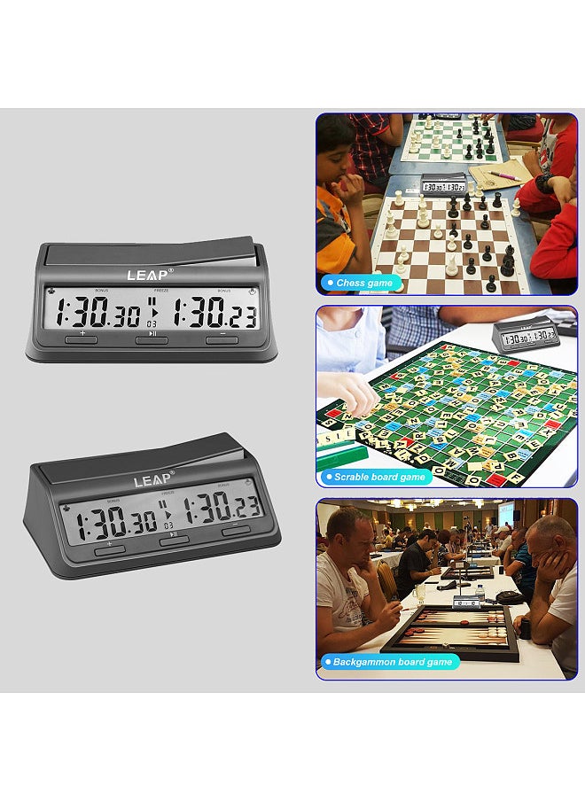 LEAP - Chess Clock Digital Chess Timer Professional for Board Games Timer with 37 Preset Programme Countdown Bonus / Increment Delay Byo-yomi Restricted Moves Restrict Time Feature - Image 1