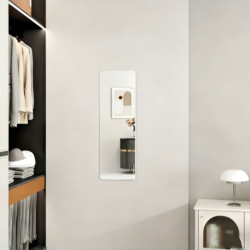 1pc Rounded Corner Acrylic Full Length Mirror High Definition Home Wardrobe Wall Dressing Mirror No Drill Fitting Mirror For Bedroom Living Room Study Bathroom Entrance Size 11 81x35 43inch - Image 4