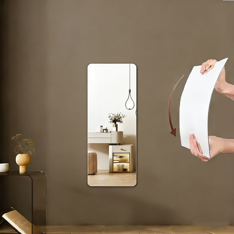 1pc Rounded Corner Acrylic Full Length Mirror High Definition Home Wardrobe Wall Dressing Mirror No Drill Fitting Mirror For Bedroom Living Room Study Bathroom Entrance Size 11 81x35 43inch - Image 1