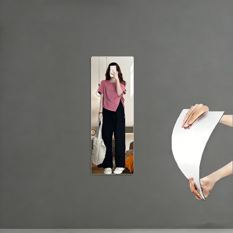1pc Rounded Corner Acrylic Full Length Mirror High Definition Home Wardrobe Wall Dressing Mirror No Drill Fitting Mirror For Bedroom Living Room Study Bathroom Entrance Size 11 81x35 43inch - Image 5