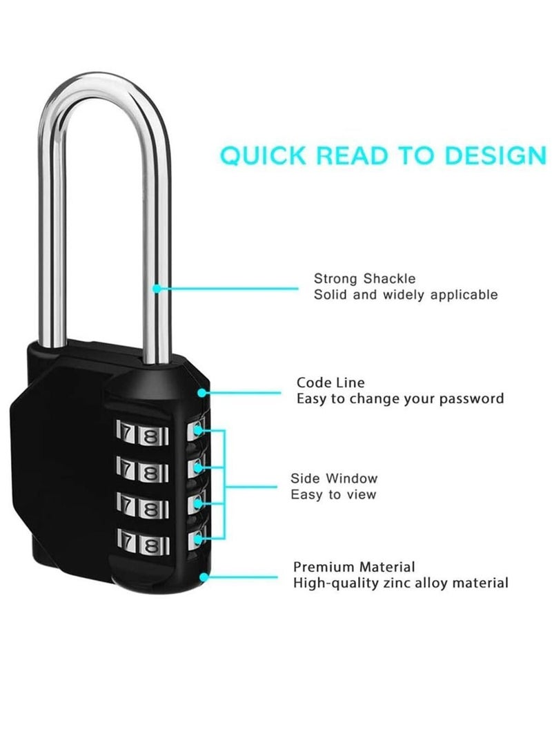 Padlock, 2 Pack 2.2 Inch Long Shackle Combination Lock, 4 Digit Outdoor Waterproof Padlock for School Gym Locker  - Image 3
