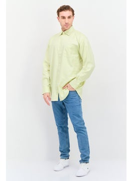 Greg Norman Men Regular Fit Long Sleeve Textured Casual Shirt, Light Green  - Image 4
