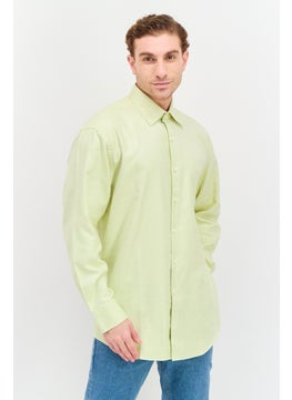 Greg Norman Men Regular Fit Long Sleeve Textured Casual Shirt, Light Green  - Image 1