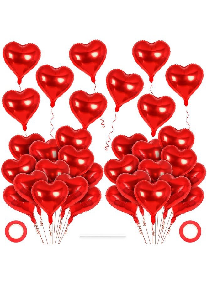 YOTHORN 50 Pcs Red Heart Balloons,10 Inch Heart Shape Foil Balloons Love Balloon Valentine Balloon for Birthday Party Wedding Engagement Party Baby Shower Valentine Day Decorations (Red) - Image 1