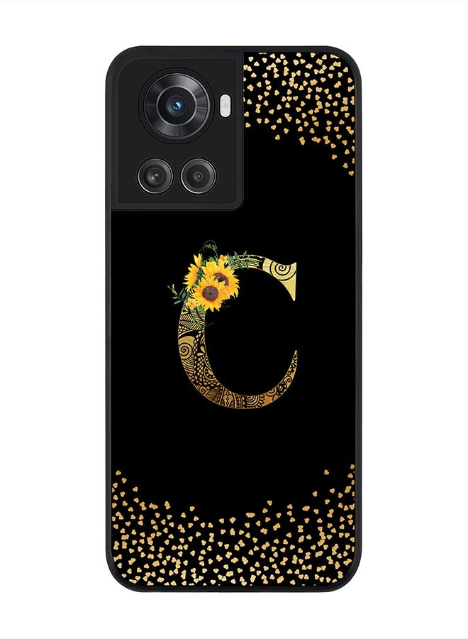 Stylizedd Rugged Black Edge Case for OnePlus 10R 5G / OnePlus Ace 5G, Slim fit Custom Monogram Initial Letter Mandala Floral Pattern Alphabet- C(Black) - Image 1