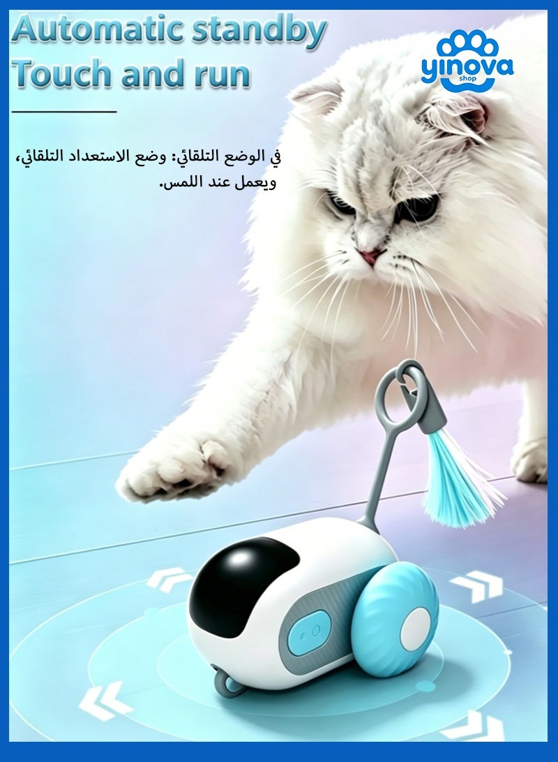 PetGravity Interactive cat Toy, Rechargeable, Automatic Moving Kitten Toy, New Type of cat Toy with Tail, Touch-Activated Kitten Toy for Play, Suitable for Indoor Boredom Relief for Adult Cats (Blue) - Image 2