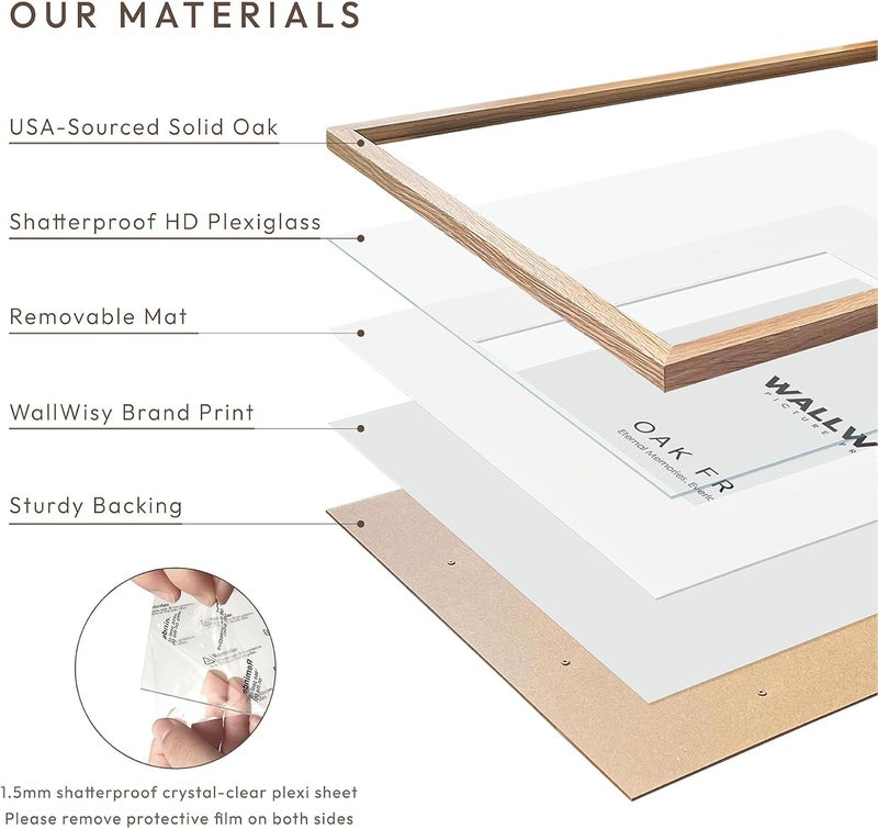 wallwisy 5x7 Picture Frame, Solid Oak Wood 5x7 Photo Frame with Mat to 4x6(Openning Size is 3.6x5.6), 5x7 Picture Frames for Wall and Tabletop Display, Natural Oak 5x7 Frame, Set of 1 - Image 5