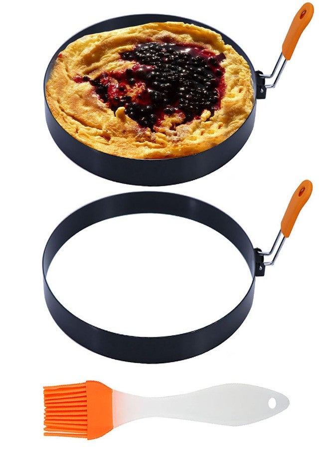 Eonenomi 2 Pack 6 Inch Pancake Ring for Griddle,6 Inch P Handle Omelet Rings for Griddle,Non-stick Stainless Steel Pancake Egg Ring Omelet Mold Pancake Maker Cake Creps with Silicone Handle - Image 1