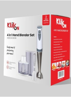 KLIKON 4 in 1 Hand Blender Set | 2 Speed | Stainless Steel Shaft | 600 ML JUG | 500W KHB-169  - Image 5