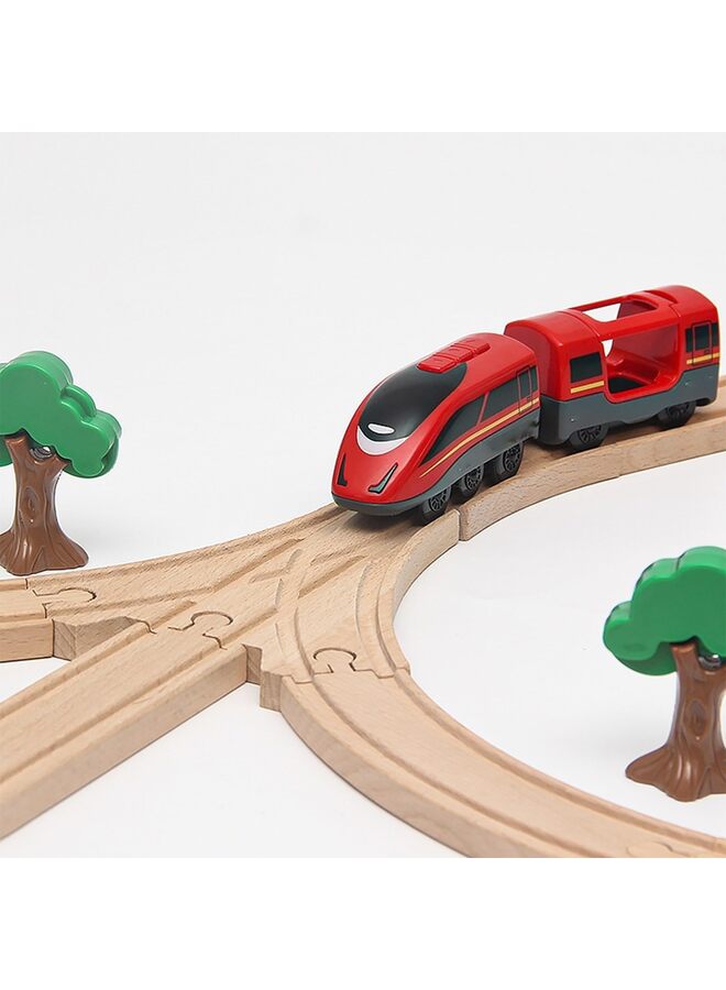 12PCS Wooden Train Track Set, Train Track Expansion Pack, Male-Male-Female-Female Convex Track, Abutment Track, Cross Track and Stop Track, Works with Most Train Toys - Image 5