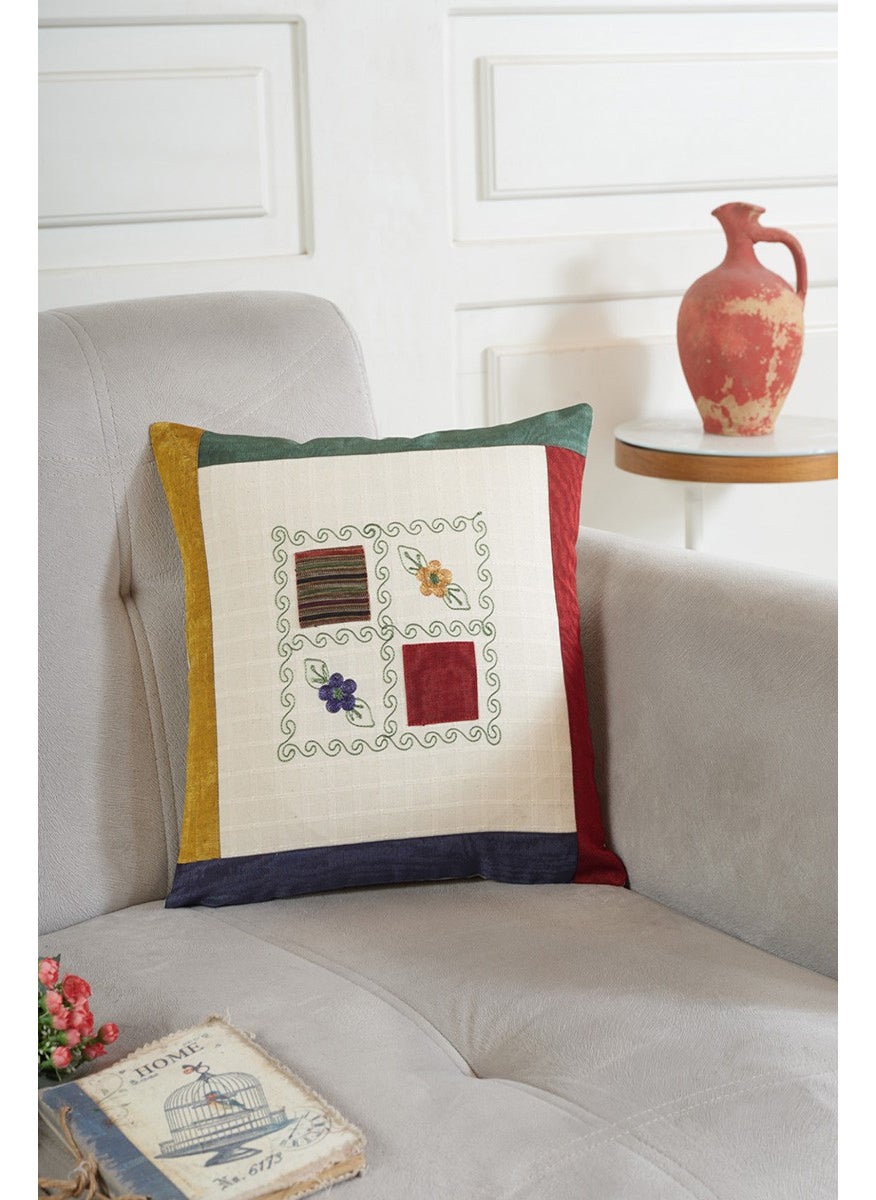 Ödel Home Meydaniye Patched Embroidered Throw Pillow (Full) (Cushion Pillow - 300 gr Silicone) 