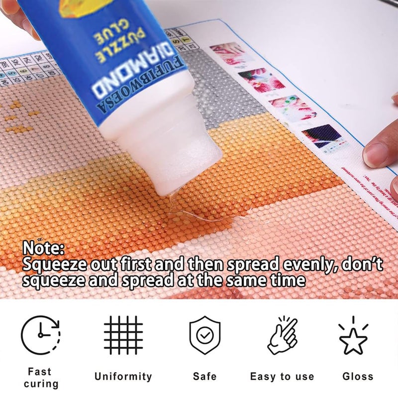 Excefore 2Pcs Diamond Painting Glue Sealing Wax Jigsaw Adhesive 240Ml Diamond Painting Sealer Permanent Fixing And Glittering Effect Diamond Handicrafts Brightening Prevents Shedding Comes With Sponge Tip - Image 4