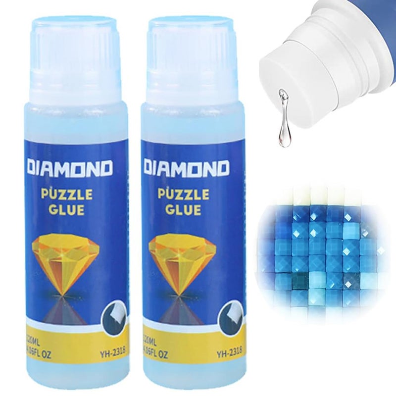 Excefore 2Pcs Diamond Painting Glue Sealing Wax Jigsaw Adhesive 240Ml Diamond Painting Sealer Permanent Fixing And Glittering Effect Diamond Handicrafts Brightening Prevents Shedding Comes With Sponge Tip - Image 1