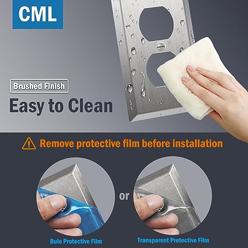 CML Hardware CML Duplex Receptacle Metal Wall Plate, 1-Gang Stainless Steel Outlet Covers, 20 Pack Corrosion Resistant Switch Plates, 430 SS, Standard Size, Brushed Finish, Silver - Image 3