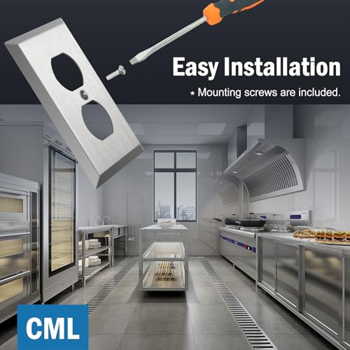 CML Hardware CML Duplex Receptacle Metal Wall Plate, 1-Gang Stainless Steel Outlet Covers, 20 Pack Corrosion Resistant Switch Plates, 430 SS, Standard Size, Brushed Finish, Silver - Image 4
