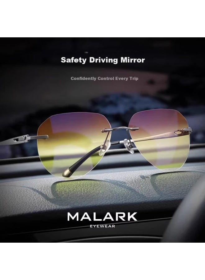 Morakot Molake Ultra-light Titanium Frameless Polarized Sungl For Men, Driving-specific Photochromic Sungl, Fishing Gl For Day And Night Use - Image 2