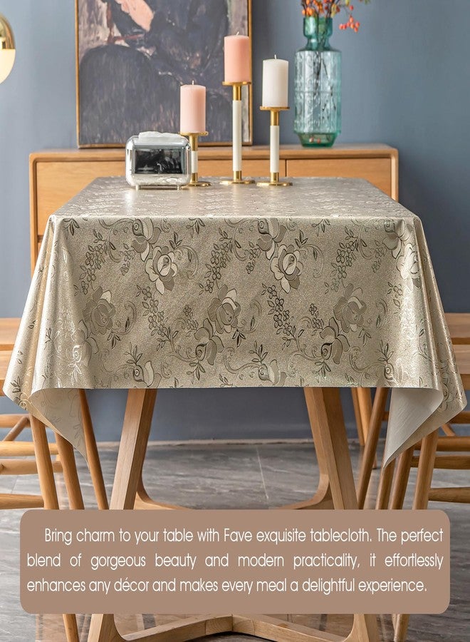 FAVE Gold Tablecloths Vinyl Tablecloth for Kitchen Dining Table Wipeable PVC Tablecloth Cover for Rectangle Table for Wedding, Banquet, Birthday, Party, Restaurant Decorations（Gold,54”x54”） - Image 5