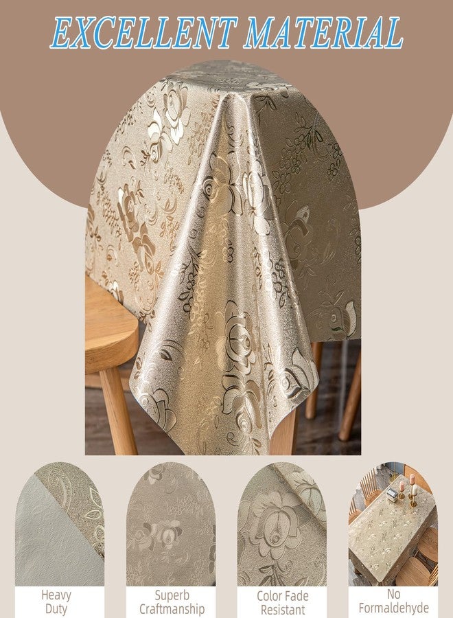 FAVE Gold Tablecloths Vinyl Tablecloth for Kitchen Dining Table Wipeable PVC Tablecloth Cover for Rectangle Table for Wedding, Banquet, Birthday, Party, Restaurant Decorations（Gold,54”x54”） - Image 4