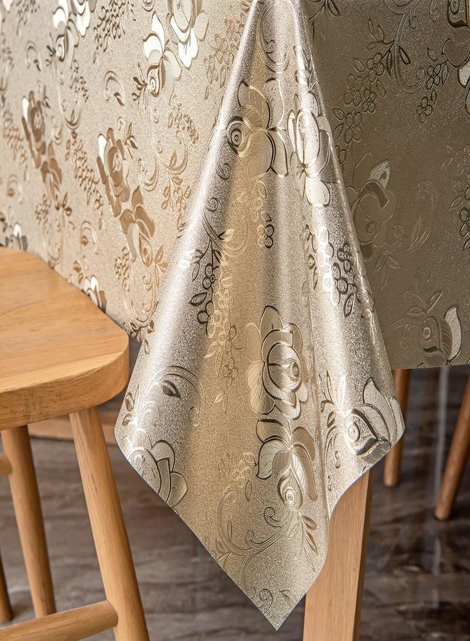 FAVE Gold Tablecloths Vinyl Tablecloth for Kitchen Dining Table Wipeable PVC Tablecloth Cover for Rectangle Table for Wedding, Banquet, Birthday, Party, Restaurant Decorations（Gold,54”x54”） - Image 1
