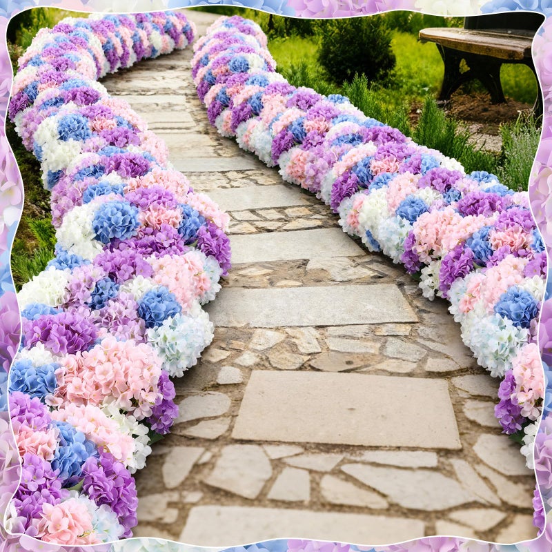 Suncalla Multicolor 6 Bundles Hydrangea Artificial Flowers Bulk 30 Heads 20'' Faux Fake Hydrangea for Spring Easter Decor Porch Indoor Outdoor Home Garden Wedding Table Centerpieces - Image 4