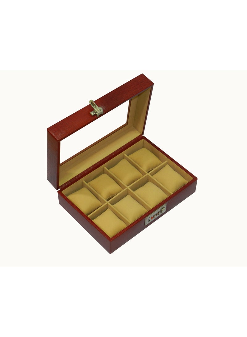 LAVERI LEATHER Laveri Watch Box for Men Women (08 Slots), Premium  Leather Watch Case  Organizer with Crystal Glass Top, Removable Pillow - Image 3