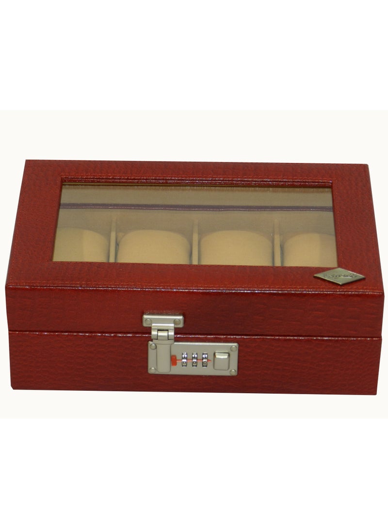 LAVERI LEATHER Laveri Watch Box for Men Women (08 Slots), Premium  Leather Watch Case  Organizer with Crystal Glass Top, Removable Pillow - Image 2