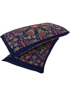 Urban Magic Urban Magic 104 TC Cotton Double Printed Flat Bedsheet (Pack of 1, Navy Blue)  - Image 3