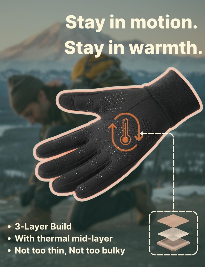 Aerynx Winter Gloves Women Men Cold Weather Thermal Warm Touch Screen 3-Layers Liner Glove, Windproof for Running, Cycling, Biking, Hiking, Driving, Walking, Typing, Sports Shooting, Gaming X2 - Image 2