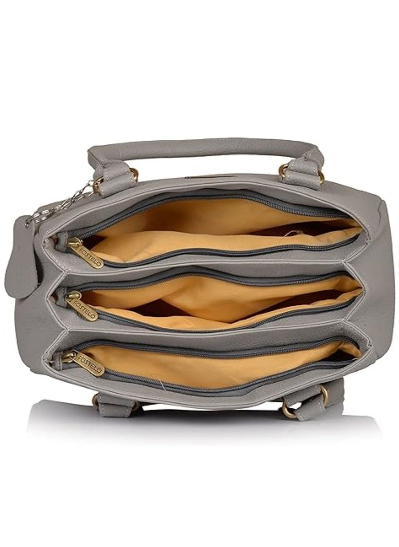 Fostelo - Women's Polyurethane Westside Handbag With 3 Zip Compartments, 1 Inside Zip Pocket And Back Zip Pocket - Image 1