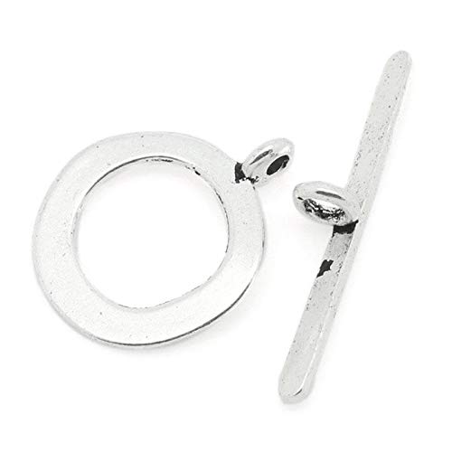 JGFinds Hammered Circle Bracelet Toggle Clasps - 48 Sets of Silver Toned DIY Jewelry Making Supplies - Image 5
