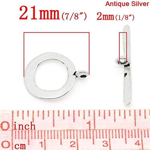 JGFinds Hammered Circle Bracelet Toggle Clasps - 48 Sets of Silver Toned DIY Jewelry Making Supplies - Image 4