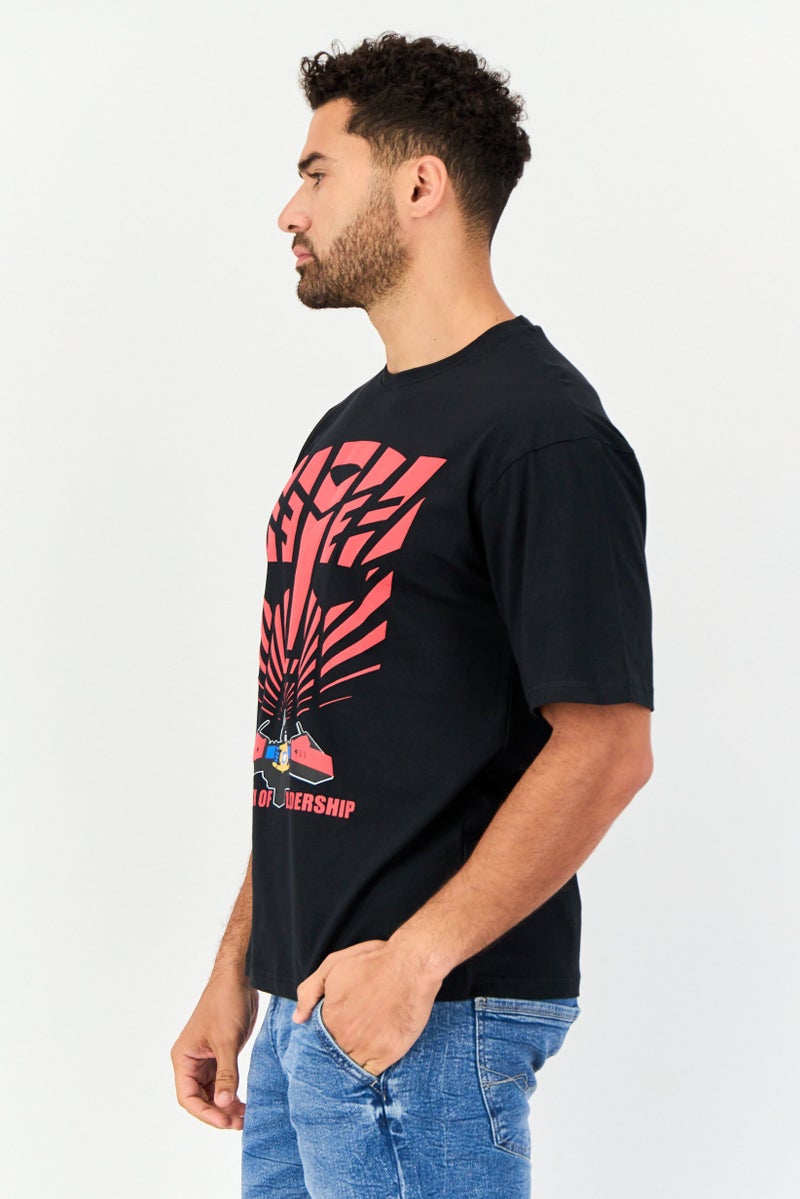 TRANSFORMERS Men Crew Neck Short Sleeves Graphic Print T-Shirt, Black - Image 3