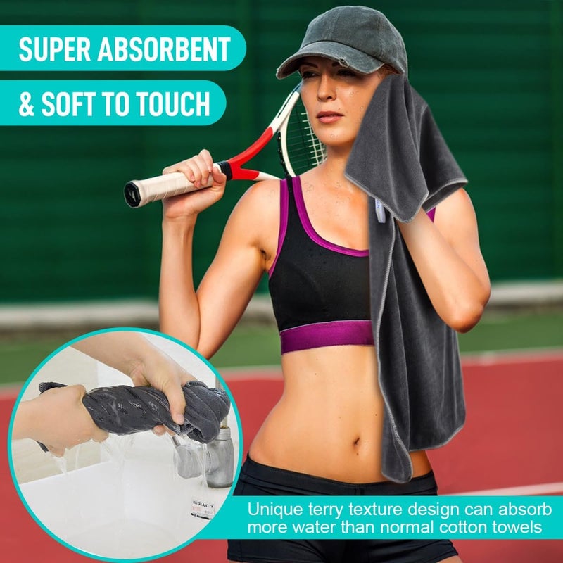 Sinland Microfiber Gym Towels Sports Fitness Workout Sweat Towel Super Soft and Absorbent 3 Pack 16 Inch X 32 Inch - Image 4