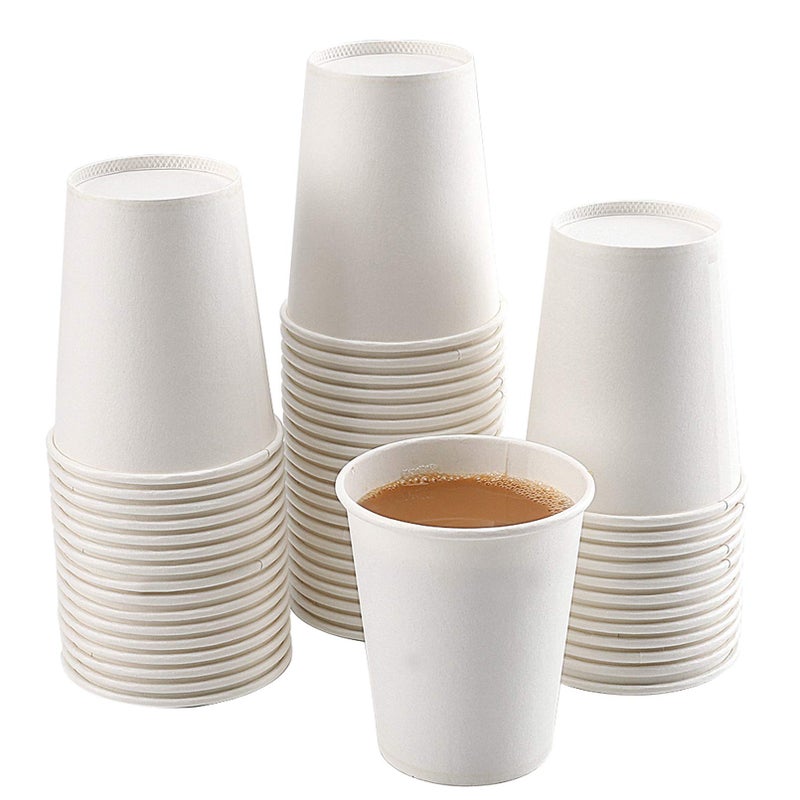 White Paper Cups  50 Pack 8 Oz Disposable Hot Coffee  Water Cups