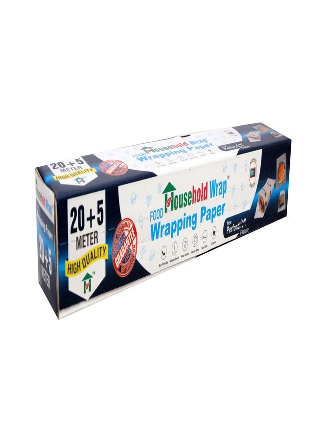 Household Wrap ورق تغليف متعدد الأغراض للطعام، صديق للبيئة، عالي الجودة، ورق زبدة صالح للطعام، لفة تخزين طعام للساندويتشات والجبن والفواكه والخبز والوجبات الخفيفة، 25 متر (عبوة من 4) - Image 1