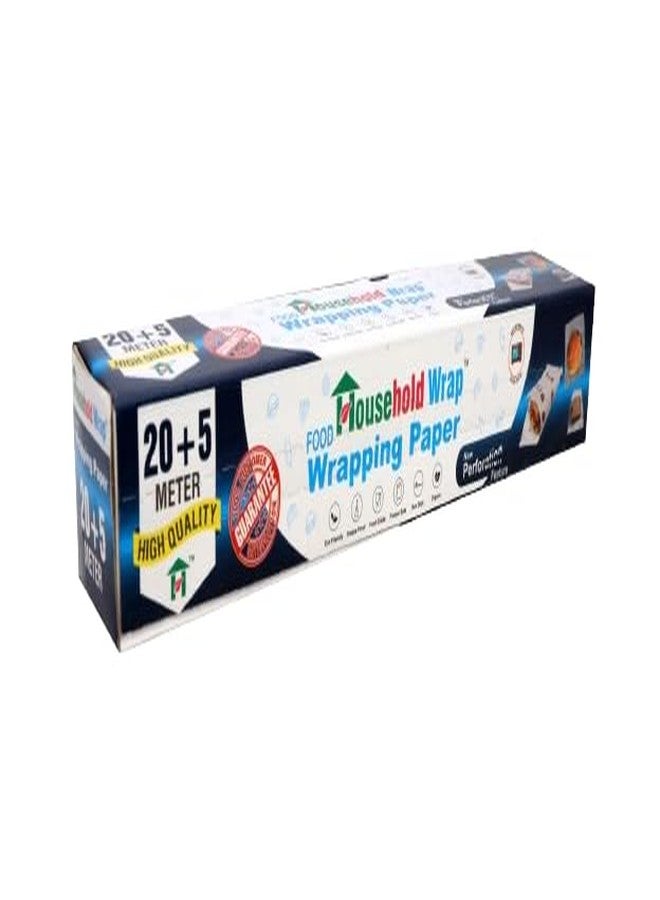 Household Wrap ورق تغليف متعدد الأغراض للطعام، صديق للبيئة، عالي الجودة، ورق زبدة صالح للطعام، لفة تخزين طعام للساندويتشات والجبن والفواكه والخبز والوجبات الخفيفة، 25 متر (عبوة من 4) - Image 2
