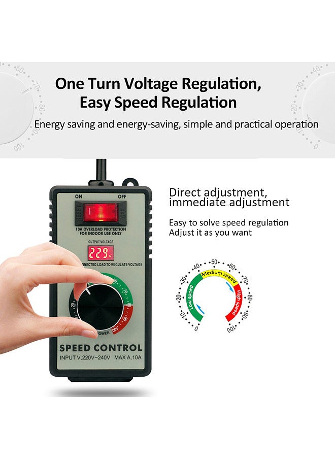 Lepmerk Electronic Voltage Governor AC Motor Speed Controller Electric Router Exhaust Fan Grinder Drill Variable Voltage Regulator Switch LED Display  - Image 5