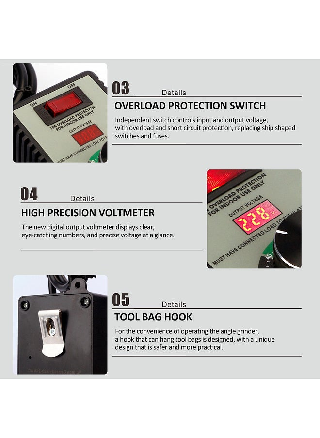 Lepmerk Electronic Voltage Governor AC Motor Speed Controller Electric Router Exhaust Fan Grinder Drill Variable Voltage Regulator Switch LED Display  - Image 2
