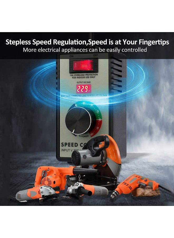 Lepmerk Electronic Voltage Governor AC Motor Speed Controller Electric Router Exhaust Fan Grinder Drill Variable Voltage Regulator Switch LED Display  - Image 4
