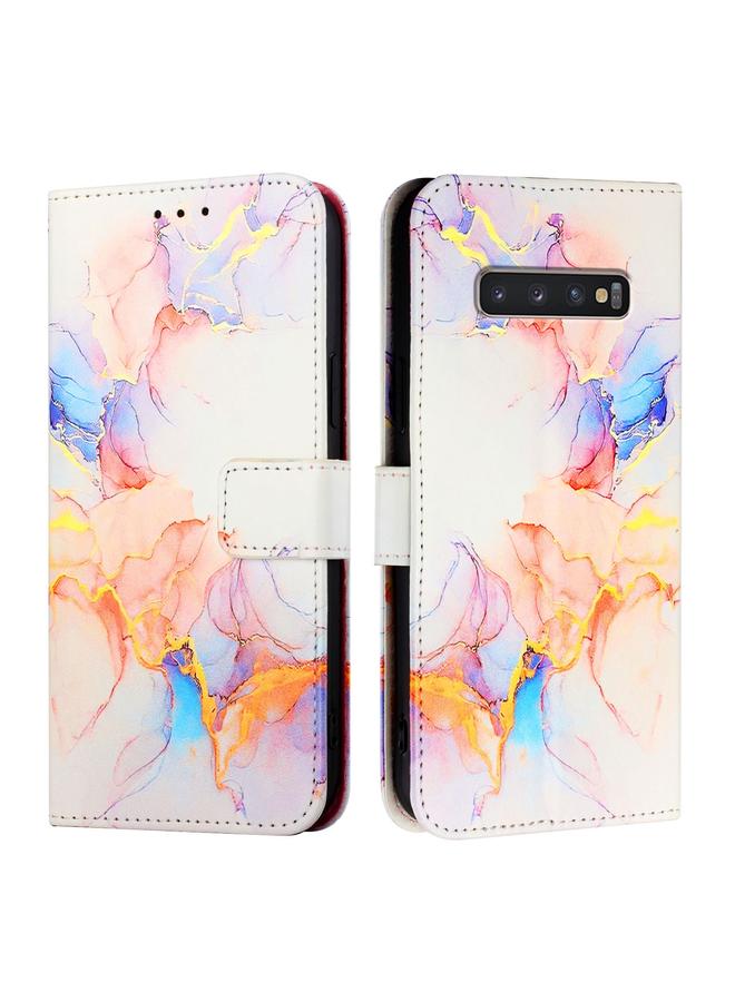 S-TOP Case For Samsung Galaxy S10+ PT003 Marble Pattern Flip Leather Phone Case - Image 2