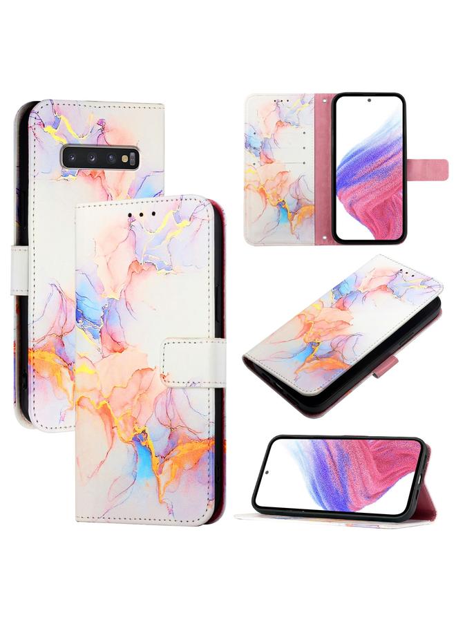 S-TOP Case For Samsung Galaxy S10+ PT003 Marble Pattern Flip Leather Phone Case - Image 1